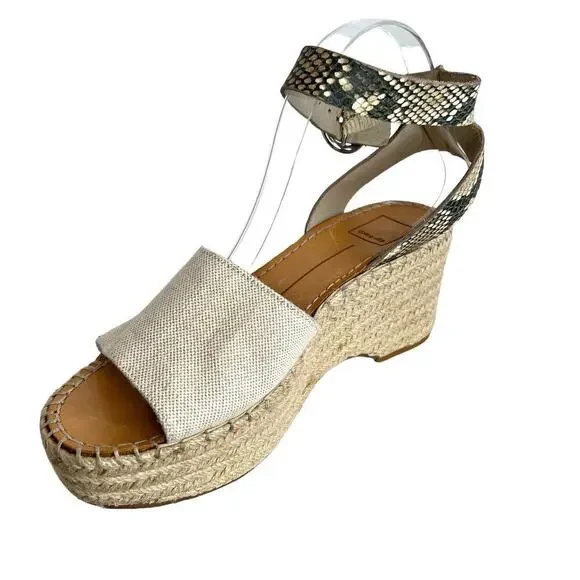 DOLCE VITA Lesly Espadrille Platform Sandal in Tan & Snake Print Women's Sz. 8.5 - Picture 3 of 14